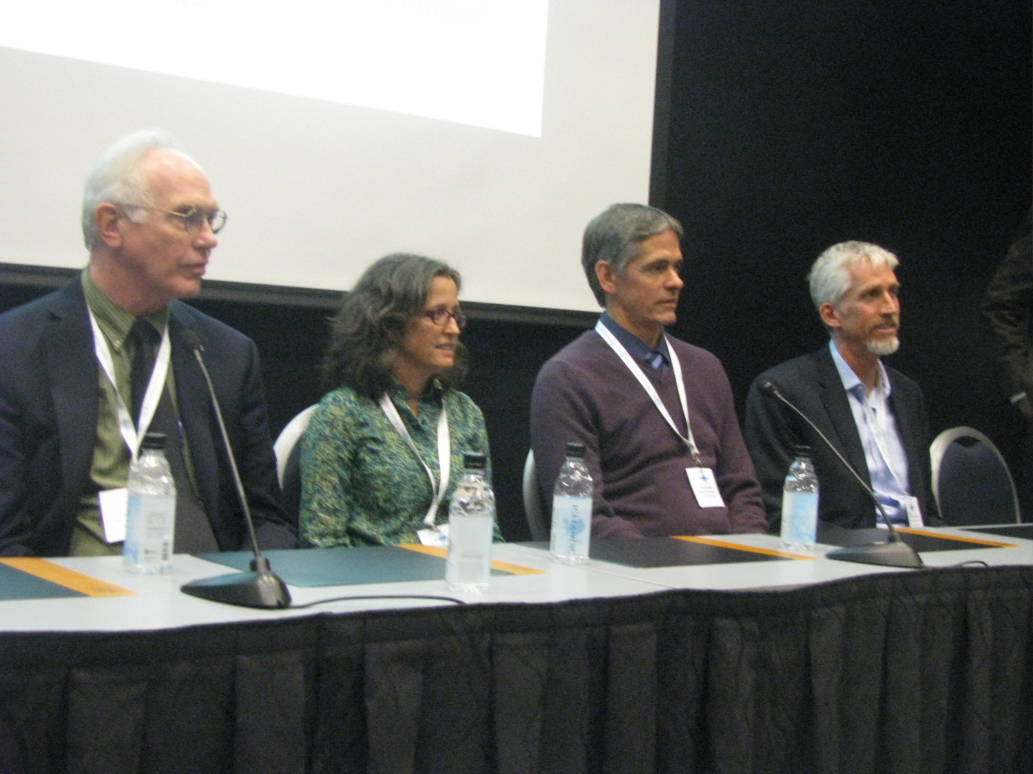 Left to right: Larry Hinzman, Sue Natali, Scott Goetz, Max Holmes, at a session on global consequences of a warming Arctic at the Arctic Circle Assembly in Reykjavik Left to right: Larry Hinzman, Sue Natali, Scott Goetz, Max Holmes, at a session on global consequences of a warming Arctic at the Arctic Circle Assembly in Reykjavik