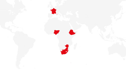 Nigeria South Africa Ethiopia Zimbabwe France Nigeria South Africa Ethiopia Zimbabwe France