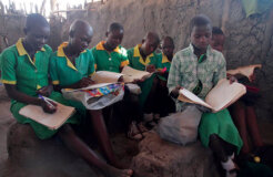 Pupils-at-Buno-Primary-captured-here-conducting-lessons-in-a-pole-and-dagga-facility