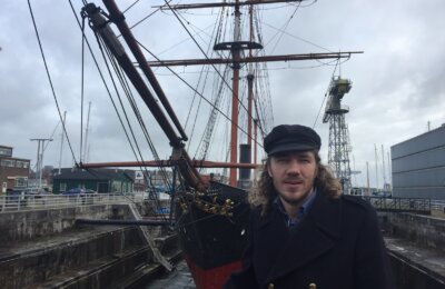 Jorne Langelaan of EcoClipper in front of Bonaire