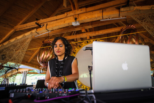 Founder of PsiSisters Rena Biring aka PsiBindi performs at Hungarys Ozora Festival photo by Pawel Wieloch