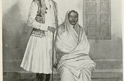 Illustration of Siddi couple in Bombay. Illustrations by M. V. Dhurandhar From the Book By The Ways of Bombay - 1912