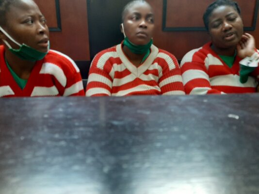 Joana Mamombe, Cecilia Chimbiri and Netsai Marova, members of the Movement for Democratic Change, the main opposition party of the Zimbabwean government.