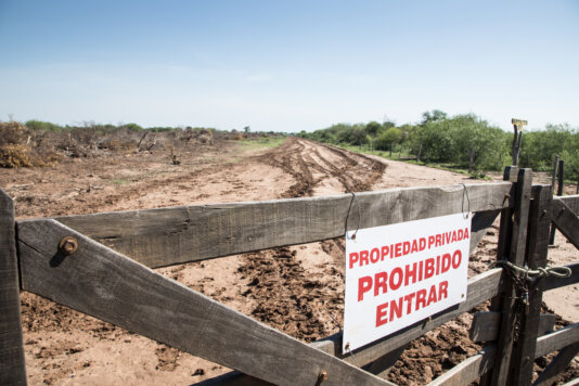 Entrance to a cattle rance in an area of the Paraguayan Chaco exposed to intensive deforestation