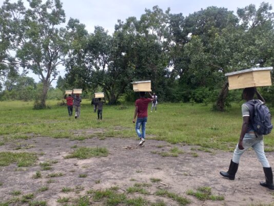 Community members ready to hang their beehives in their in their locality-PIC Mathews Dunga