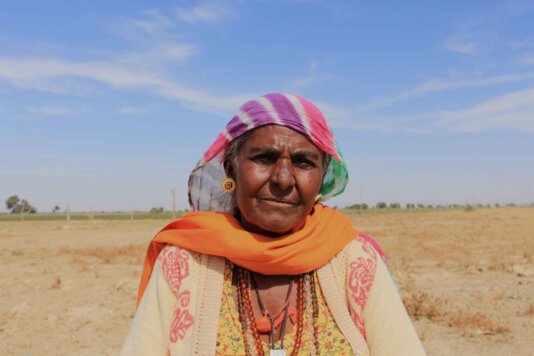 A-woman-farmer-in-khadeen-in-Ekal-Par,-Rajsathan