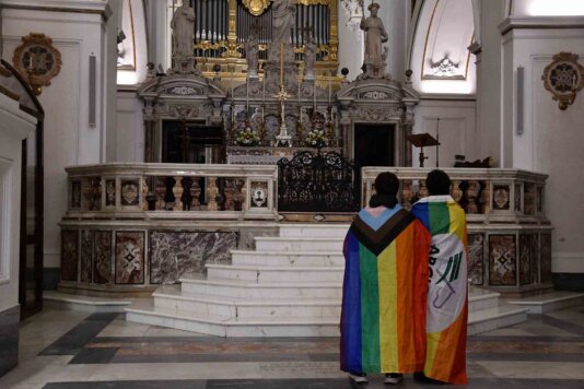 LGBTQ flags -church