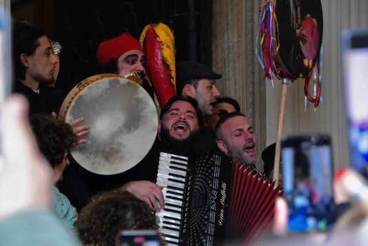 Signing in the chapel