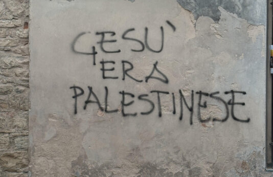 Jesus was a Palestinian graffiti in Begamo, Italy