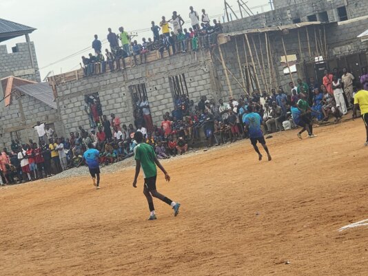 Audiences on building watching one of the matches of the Wazobia