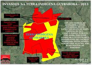 Sugar cane plantations (in red) occupy most of the ancestral land (yellow outline) of Ambrósio's community. © Tribunal Popular