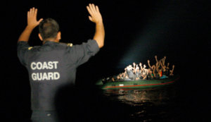 Greek Coastguard near the island of Samos apprehending a boat with 25 migrants, November 2009