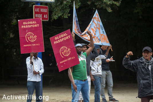 Refugees protesting for asylum and freedom of movement, Brussels, June 2014