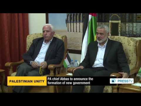 Palestinian Consensus Government, Hamas and Fatah Leaders after agreement in June 2014 (screenshot)