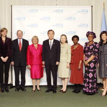 Dignitaries gather to celebrate the launch of UN Women. Dignitaries gather to celebrate the launch of UN Women.