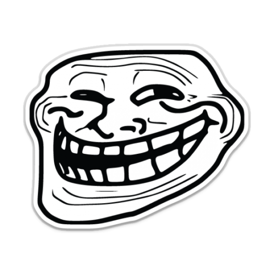 This sarcastic laughing face became the icon for trolling. This sarcastic laughing face became the icon for trolling.