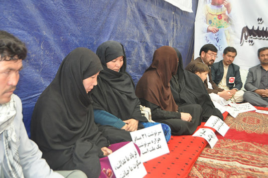 Afghans in a protest camp demanding safe release of their abducted loved-ones. Afghans in a protest camp demanding safe release of their abducted loved-ones.