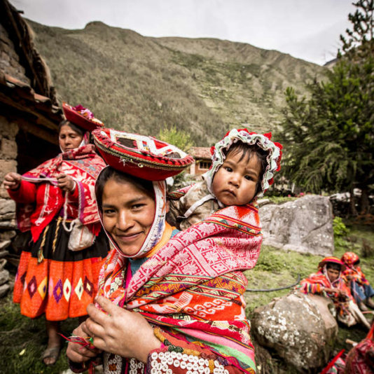 Willoq community, Cusco, Peru.
In the Andes of Peru, traditional Quechua textiles are made on a portable, back-strap loom from alpaca and sheep’s wool. Andean weaving has a rich tradition of iconography. The designs are passed down through generations of weavers and are inspired by agriculture, the flora and fauna of the region, astrological phenomena, human forms, bodies of water, and geometric designs. Willoq community, Cusco, Peru.
In the Andes of Peru, traditional Quechua textiles are made on a portable, back-strap loom from alpaca and sheep’s wool. Andean weaving has a rich tradition of iconography. The designs are passed down through generations of weavers and are inspired by agriculture, the flora and fauna of the region, astrological phenomena, human forms, bodies of water, and geometric designs.