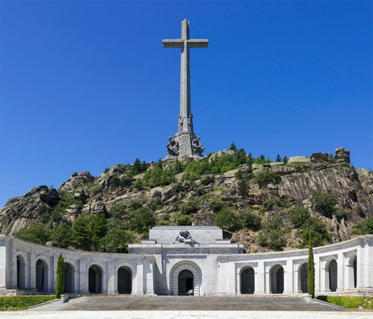 Valle de los Caídos (Valley of the Fallen), located in the municipality of San Lorenzo de El Escorial, Spain, is both a memorial and basilica conceived by Franco, who is buried within the mountain.