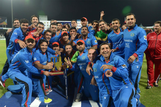The Afghanistan Cricket Team after their victory at Sharjah
