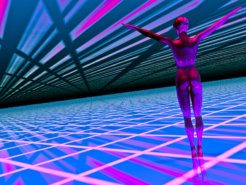 Woman  in a hi tech cyber world