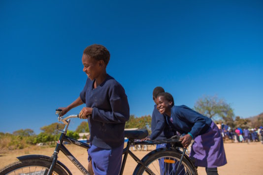 Kabulaonga Primary School in rural Zambia received 100 bicycles from World Bicycle Relief. A local committee selected recipients based on distance traveled to school. Tamara was one of the students to receive a bike.