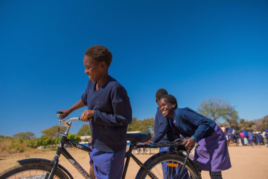 Kabulaonga Primary School in rural Zambia received 100 bicycles from World Bicycle Relief. A local committee selected recipients based on distance traveled to school. Tamara was one of the students to receive a bike. Kabulaonga Primary School in rural Zambia received 100 bicycles from World Bicycle Relief. A local committee selected recipients based on distance traveled to school. Tamara was one of the students to receive a bike.