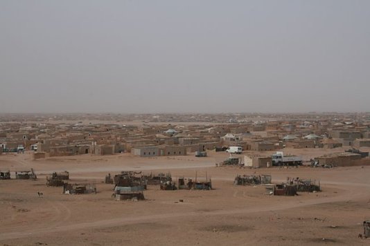 El Aaiún refugee camp in Tindouf. In the foreground you can see goat farms made from metal. El Aaiún refugee camp in Tindouf. In the foreground you can see goat farms made from metal.