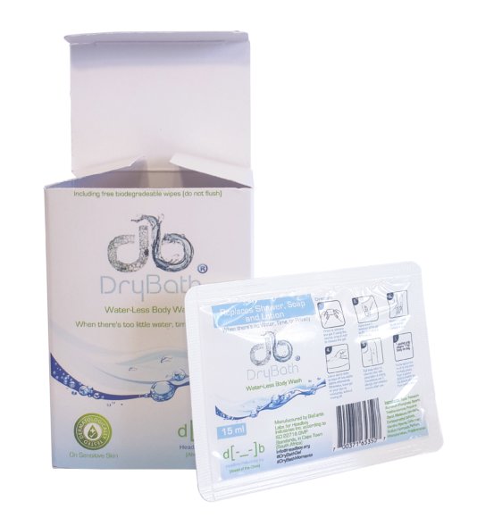 DryBath 15ml Sachet Next to Box