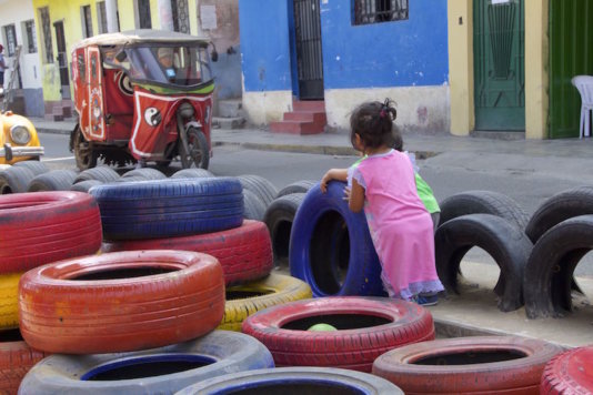 A play area made by Occupy Your Street in an abandoned lot. Is placed in a shanty town with no public spaces at all.