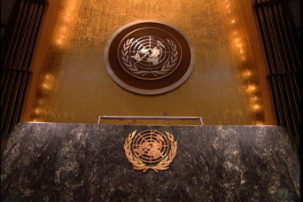 UN lectern empty