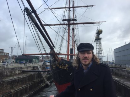 Jorne Langelaan of EcoClipper in front of Bonaire