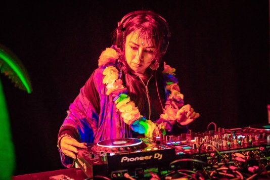 Zoe Campbell aka DJ Splattergeist (Gabber Noir Records) performs at Bang Face Festival photo by Mr Munky