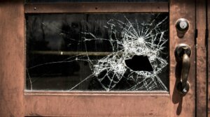 Bullet Hole in school door Bullet Hole in school door