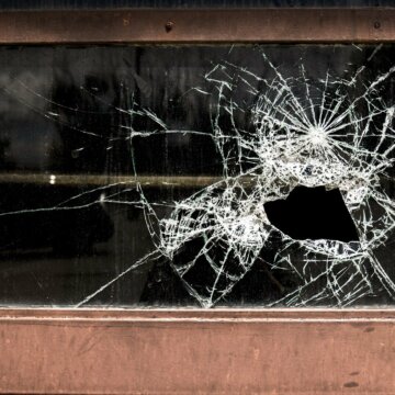 Bullet Hole in school door