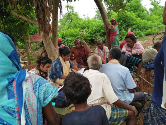 Soreng discussing the FRA with Ambapadia village people in Odisha. Soreng discussing the FRA with Ambapadia village people in Odisha.