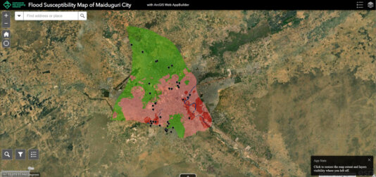 A flood susceptibility map of Maiduguri city. A flood susceptibility map of Maiduguri city.
