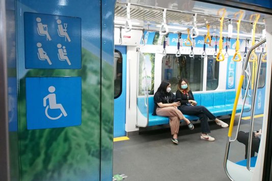 A PWD sign at an MRT wagon in Jakarta, Indonesia.