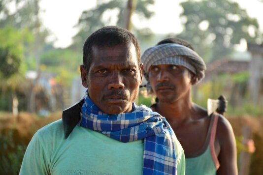 A tribal man at the protest site.