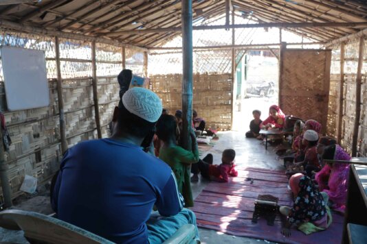 Ismail teaches the Refugees Arabic, Urdu and the Rohingya language. \'Our identity is our language and our culture,\' he told FairPlanet.