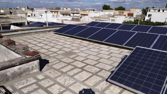 Melpignano, Province of Lecce. Photovoltaics on rooftops.