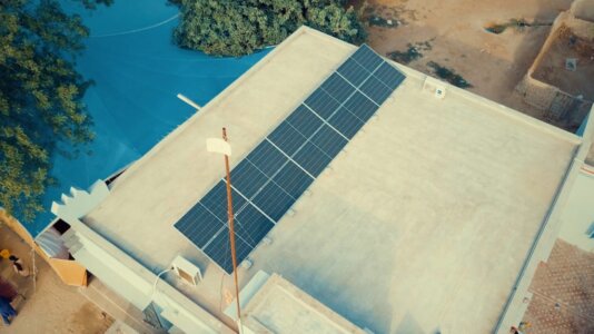 An aerial view of the community hall. An aerial view of the community hall.