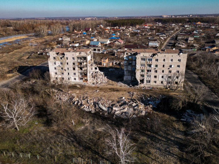 Destroyed Building in Izium, Ukraine