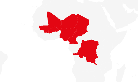 Burkina Faso Cameroon Chad Democratic Republic of the Congo Mali Niger Nigeria